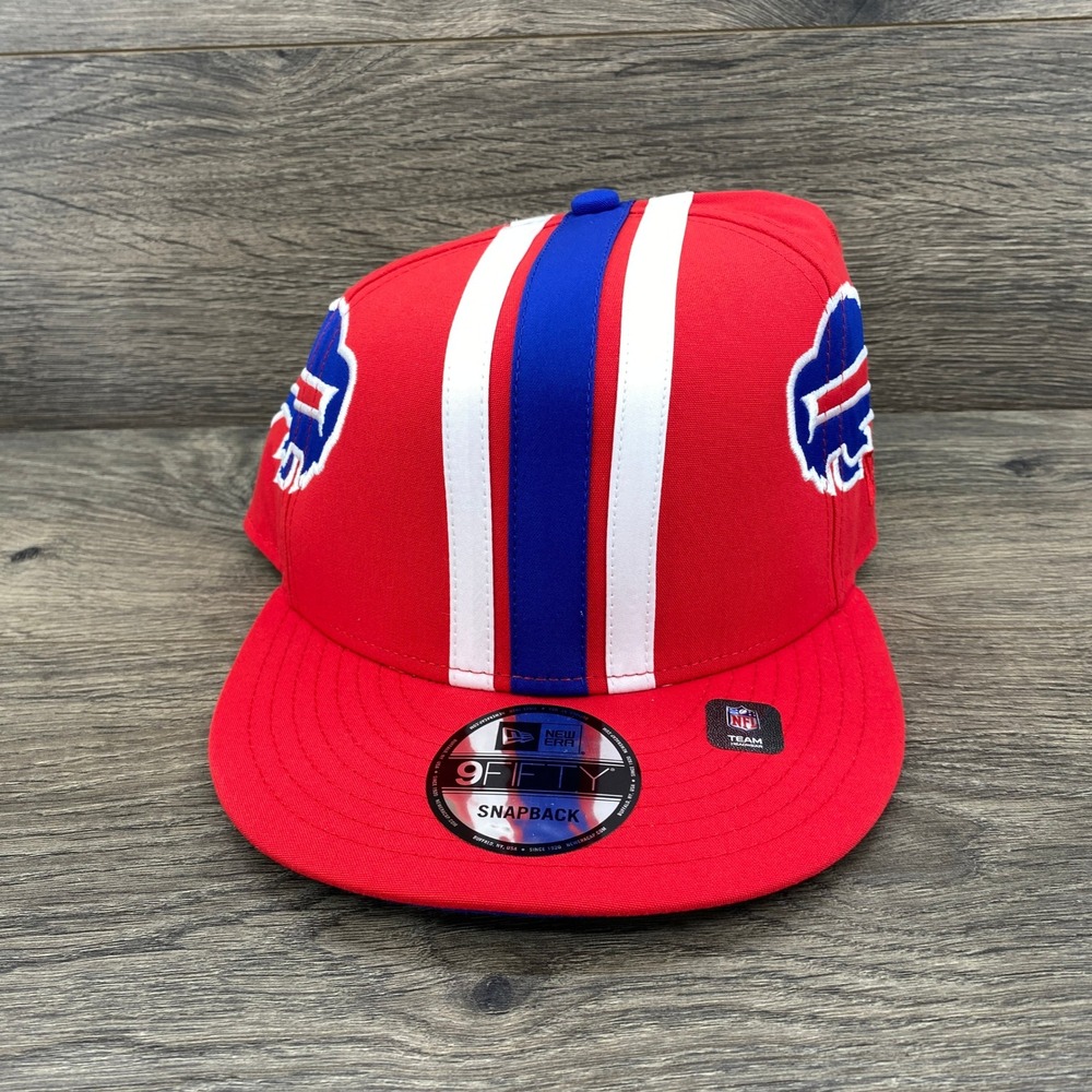 New Era Buffalo Bills Hat Mens OSFM Red Racing Stripe 9FIFTY Snapback Cap